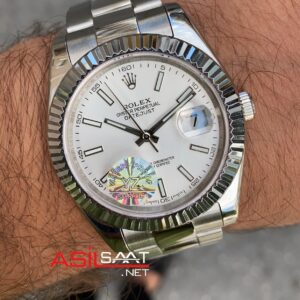 Rolex Datejust Oyster Perpetual Beyaz Kadran 41 mm 126334 White Silver Replika Saat ROLDJ034