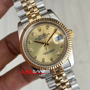 Rolex Datejust Şampanya Taşlı 126233 Jubilee 36mm Champagne Diamond Lady Two Tone Gold Kadın Saati