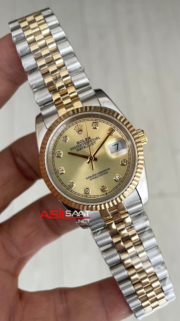 Rolex Datejust Şampanya Taşlı 126233 Jubilee 36mm Champagne Diamond Lady Two Tone Gold Kadın Saati