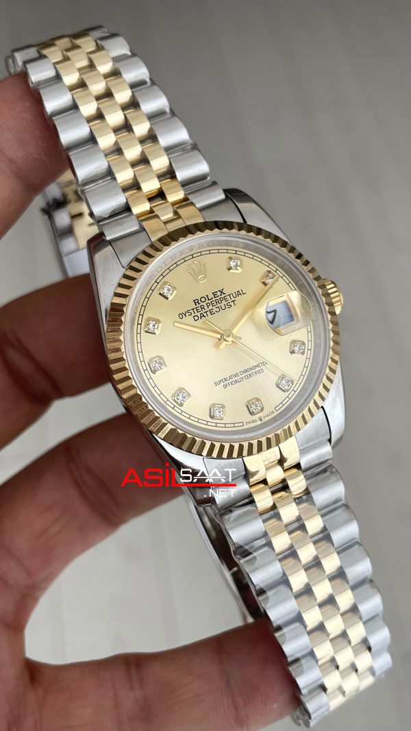 Rolex Datejust Şampanya Taşlı 126233 Jubilee 36mm Champagne Diamond Lady Two Tone Gold Kadın Saati