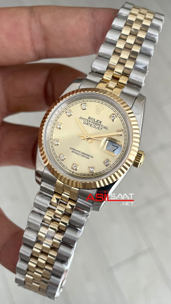 Rolex Datejust Şampanya Taşlı 126233 Jubilee 36mm Champagne Diamond Lady Two Tone Gold Kadın Saati