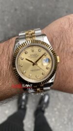 Rolex Datejust Şampanya Taşlı Kadran 126333 Champagne Diamond 41 mm Replika Saat