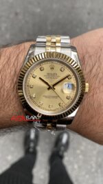 Rolex Datejust Şampanya Taşlı Kadran 126333 Champagne Diamond 41 mm Replika Saat