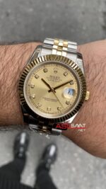 Rolex Datejust Şampanya Taşlı Kadran 126333 Champagne Diamond 41 mm Replika Saat