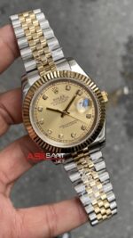 Rolex Datejust Şampanya Taşlı Kadran 126333 Champagne Diamond 41 mm Replika Saat