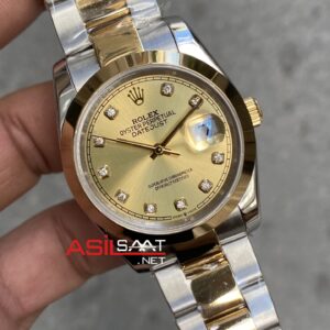 Rolex Datejust Şampanya Taşlı Kadran 36 mm Kadın Kol Saati 126233 Champagne Diamond Dial Lady Two Tone