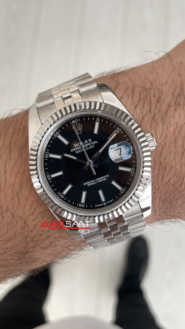 Rolex Datejust Siyah Kadran 126334 Jubilee Black 41mm Replika Saat