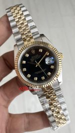 Rolex Datejust Siyah Taşlı 126333 Jubilee Diamond Black Dial Two Tone Gold Black 41mm Replika Saat