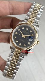 Rolex Datejust Siyah Taşlı 126333 Jubilee Diamond Black Dial Two Tone Gold Black 41mm Replika Saat