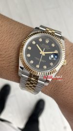 Rolex Datejust Siyah Taşlı 126333 Jubilee Diamond Black Dial Two Tone Gold Black 41mm Replika Saat