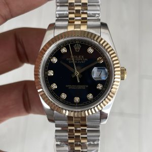 Rolex Datejust Siyah Taşlı 126333 Jubilee Diamond Black Dial Two Tone Gold Black 41mm Replika Saat