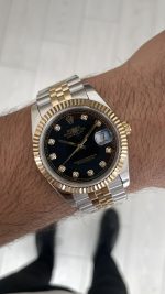 Rolex Datejust Siyah Taşlı 126333 Jubilee Diamond Black Dial Two Tone Gold Black 41mm Replika Saat