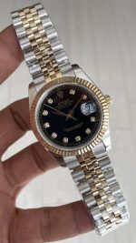 Rolex Datejust Siyah Taşlı 126333 Jubilee Diamond Black Dial Two Tone Gold Black 41mm Replika Saat