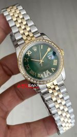Rolex Datejust Zeytin Yeşili 126233 Lady Jubilee 36mm Romen Green Diamond Dial Two Tone Gold Kadın Saati