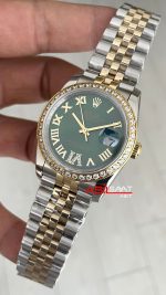 Rolex Datejust Zeytin Yeşili 126233 Lady Jubilee 36mm Romen Green Diamond Dial Two Tone Gold Kadın Saati