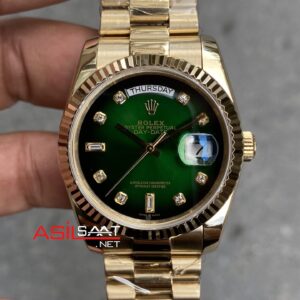 Rolex Day Date 128238 Yeşil Taşlı Kadran 36 mm Kadın Saati