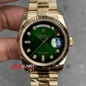 Rolex Day Date 128238 Yeşil Taşlı Kadran 36 mm Kadın Saati