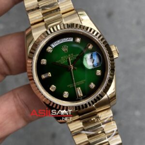 Rolex Day Date 128238 Yeşil Taşlı Kadran 36 mm Kadın Saati