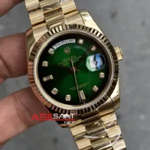 Rolex Day Date 128238 Yeşil Taşlı Kadran 36 mm Kadın Saati