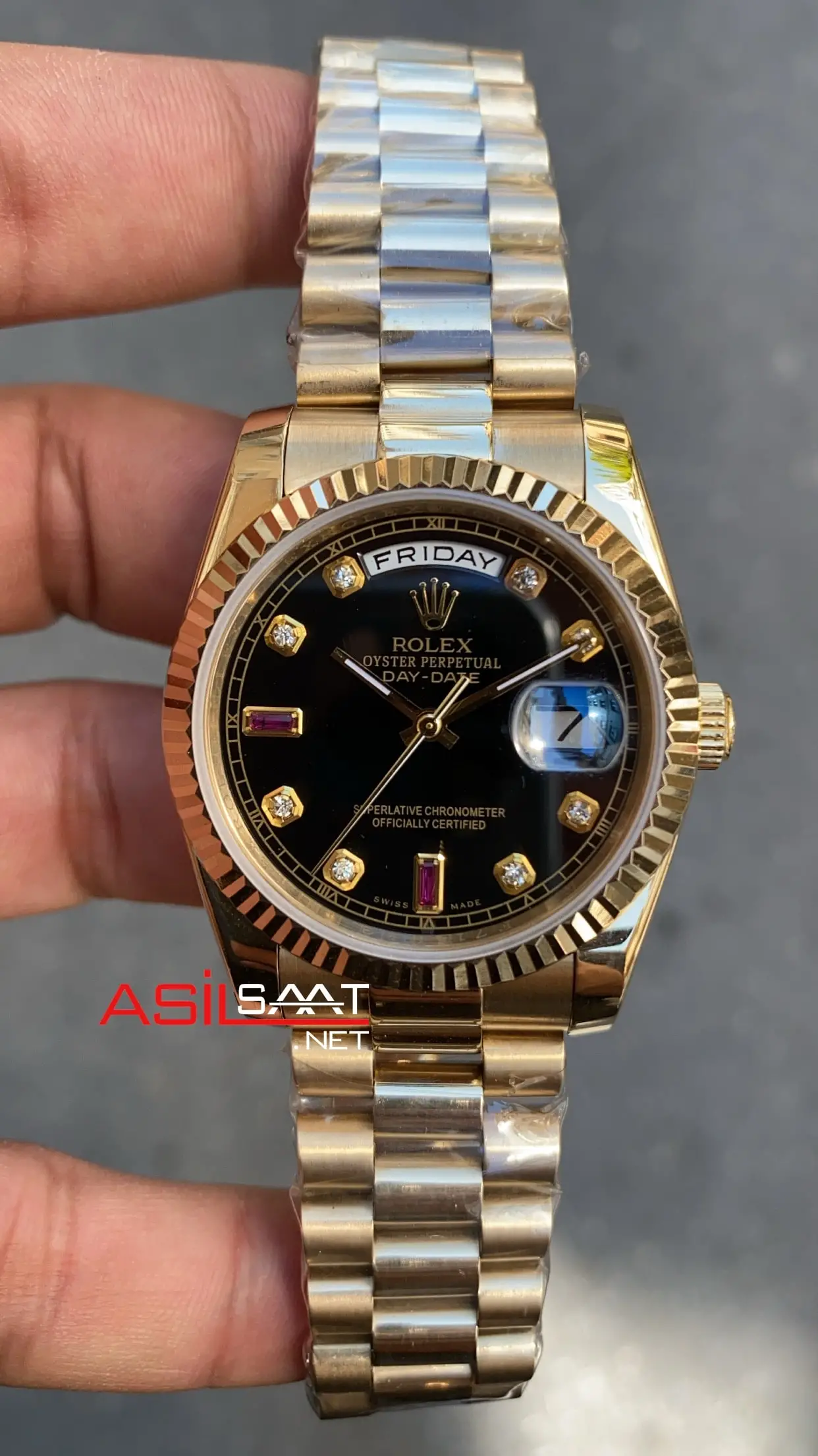 Rolex Day Date Ta l Siyah Kadran Bayan Kol Saati 36 mm 118228 Gold Lady RBA006