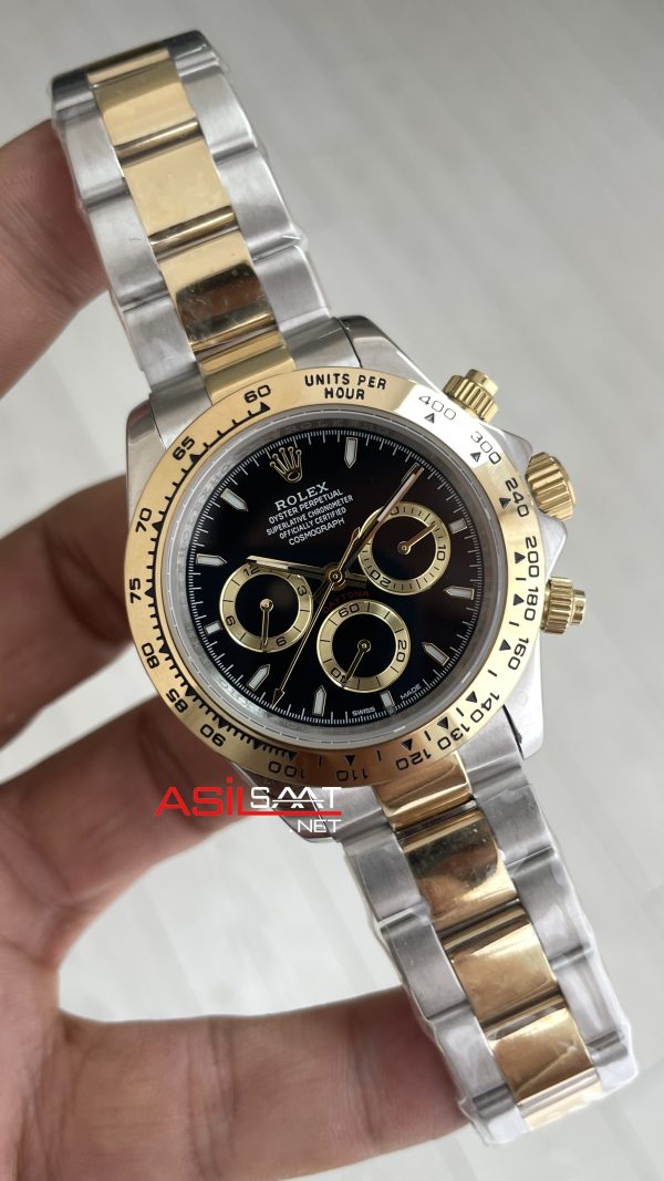 Rolex Daytona Cosmograph 126503 Two Tone Gold 40mm Siyah Kadran Replika Saat Rolex Daytona Cosmograph 126503 Two Tone Gold 40mm Siyah Kadran Replika Saat