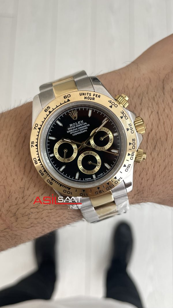 Rolex Daytona Cosmograph 126503 Two Tone Gold 40mm Siyah Kadran Replika Saat Rolex Daytona Cosmograph 126503 Two Tone Gold 40mm Siyah Kadran Replika Saat