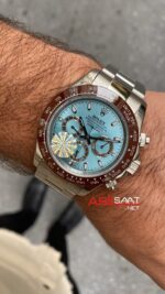 Rolex Daytona Cosmograph Platinum Buz Mavisi Kadran 40 mm 116506 Silver Replika Saat ROLDA003