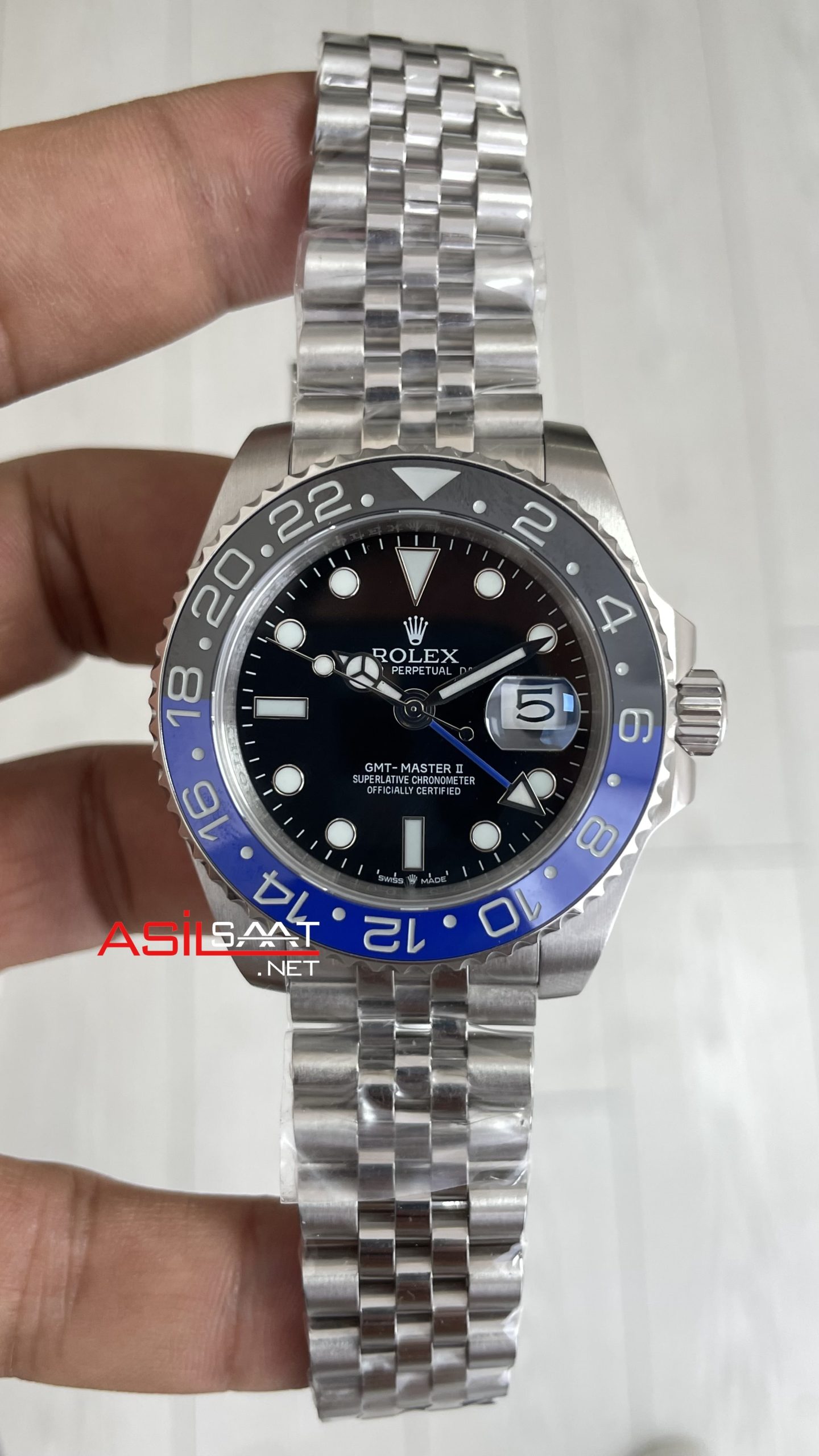 Rolex Gmt Master II Batgirl Jubilee 126710BLNR Batman 40mm Silver Replika Saat Rolex Gmt Master II Batgirl Jubilee 126710BLNR Batman 40mm Silver Replika Saat