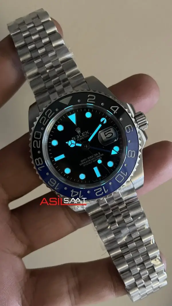 Rolex Gmt Master II Batgirl Jubilee 126710BLNR Batman 40mm Silver Replika Saat