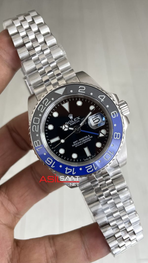 Rolex Gmt Master II Batgirl Jubilee 126710BLNR Batman 40mm Silver Replika Saat Rolex Gmt Master II Batgirl Jubilee 126710BLNR Batman 40mm Silver Replika Saat