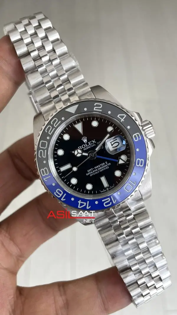 Rolex Gmt Master II Batgirl Jubilee 126710BLNR Batman 40mm Silver Replika Saat