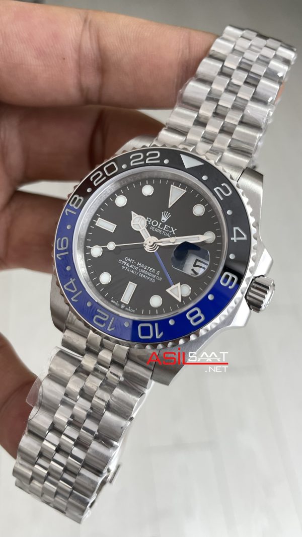 Rolex Gmt Master II Batgirl Jubilee 126710BLNR Batman 40mm Silver Replika Saat Rolex Gmt Master II Batgirl Jubilee 126710BLNR Batman 40mm Silver Replika Saat