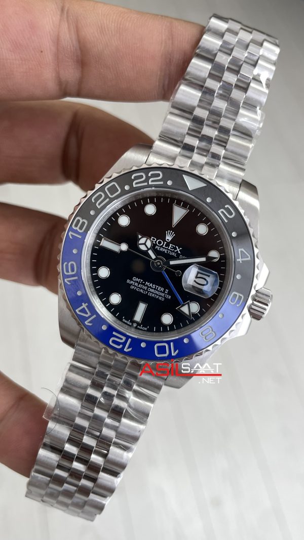 Rolex Gmt Master II Batgirl Jubilee 126710BLNR Batman 40mm Silver Replika Saat Rolex Gmt Master II Batgirl Jubilee 126710BLNR Batman 40mm Silver Replika Saat