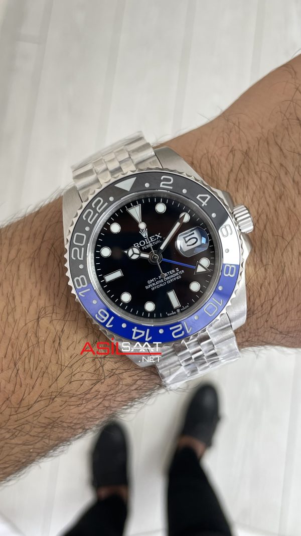 Rolex Gmt Master II Batgirl Jubilee 126710BLNR Batman 40mm Silver Replika Saat Rolex Gmt Master II Batgirl Jubilee 126710BLNR Batman 40mm Silver Replika Saat
