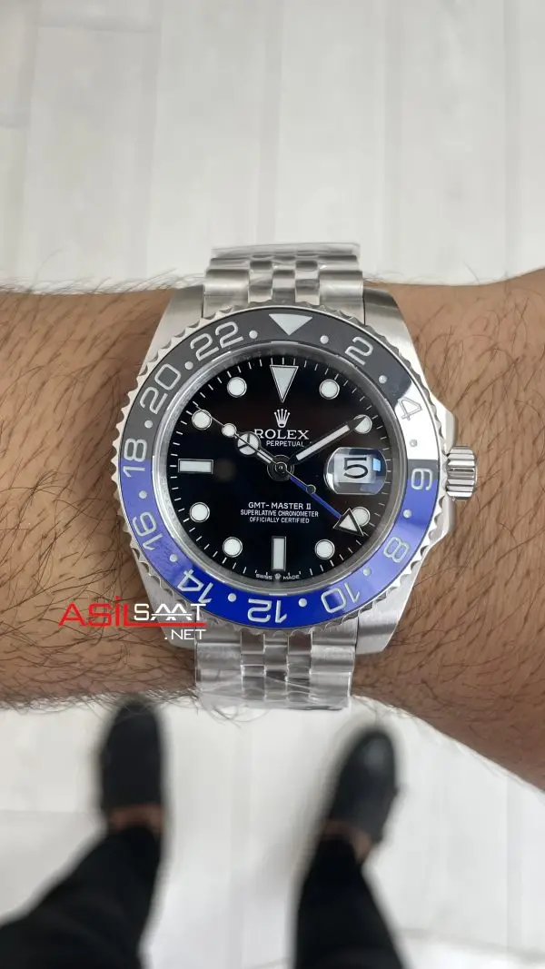 Rolex Gmt Master II Batgirl Jubilee 126710BLNR Batman 40mm Silver Replika Saat