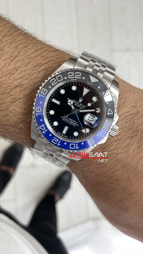 Rolex Gmt Master II Batgirl Jubilee 126710BLNR Batman 40mm Silver Replika Saat Rolex Gmt Master II Batgirl Jubilee 126710BLNR Batman 40mm Silver Replika Saat