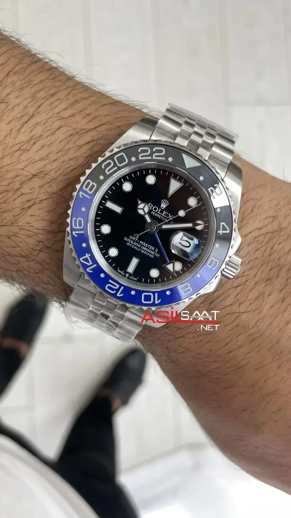 Rolex Gmt Master II Batgirl Jubilee 126710BLNR Batman 40mm Silver Replika Saat