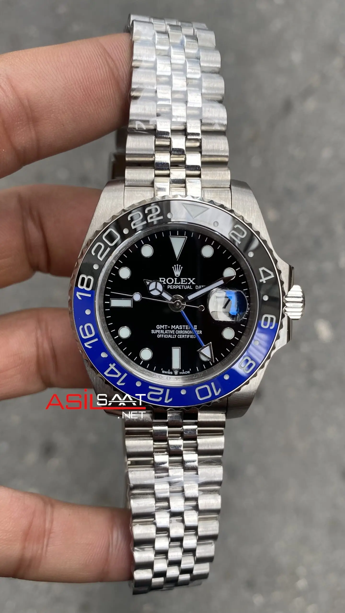 Rolex Gmt Master II Batman 126710BLNR Jubilee 40 mm Silver Replika Saat