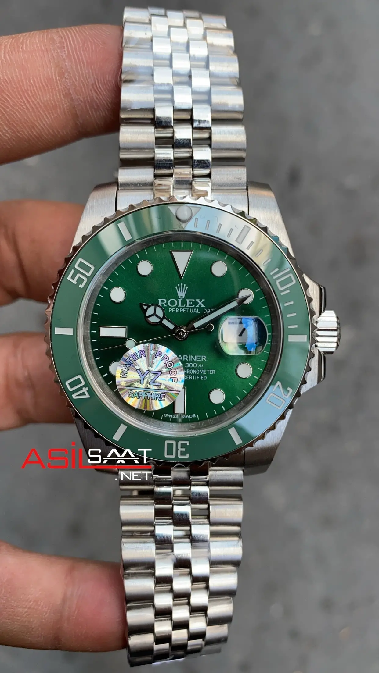 Rolex Jubilee Submariner Hulk 41 mm Silver Replika Saat ROLS017