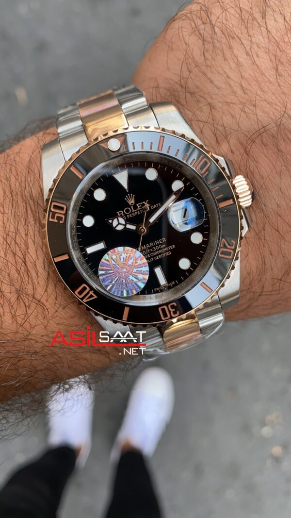 Rolex Submariner 41 mm 116613 LN Silver Rose Gold Replika Saat ROLS010 Rolex Submariner 41 mm 116613 LN Silver Rose Gold Replika Saat ROLS010