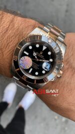 Rolex Submariner 41 mm 116613 LN Silver Rose Gold Replika Saat ROLS010