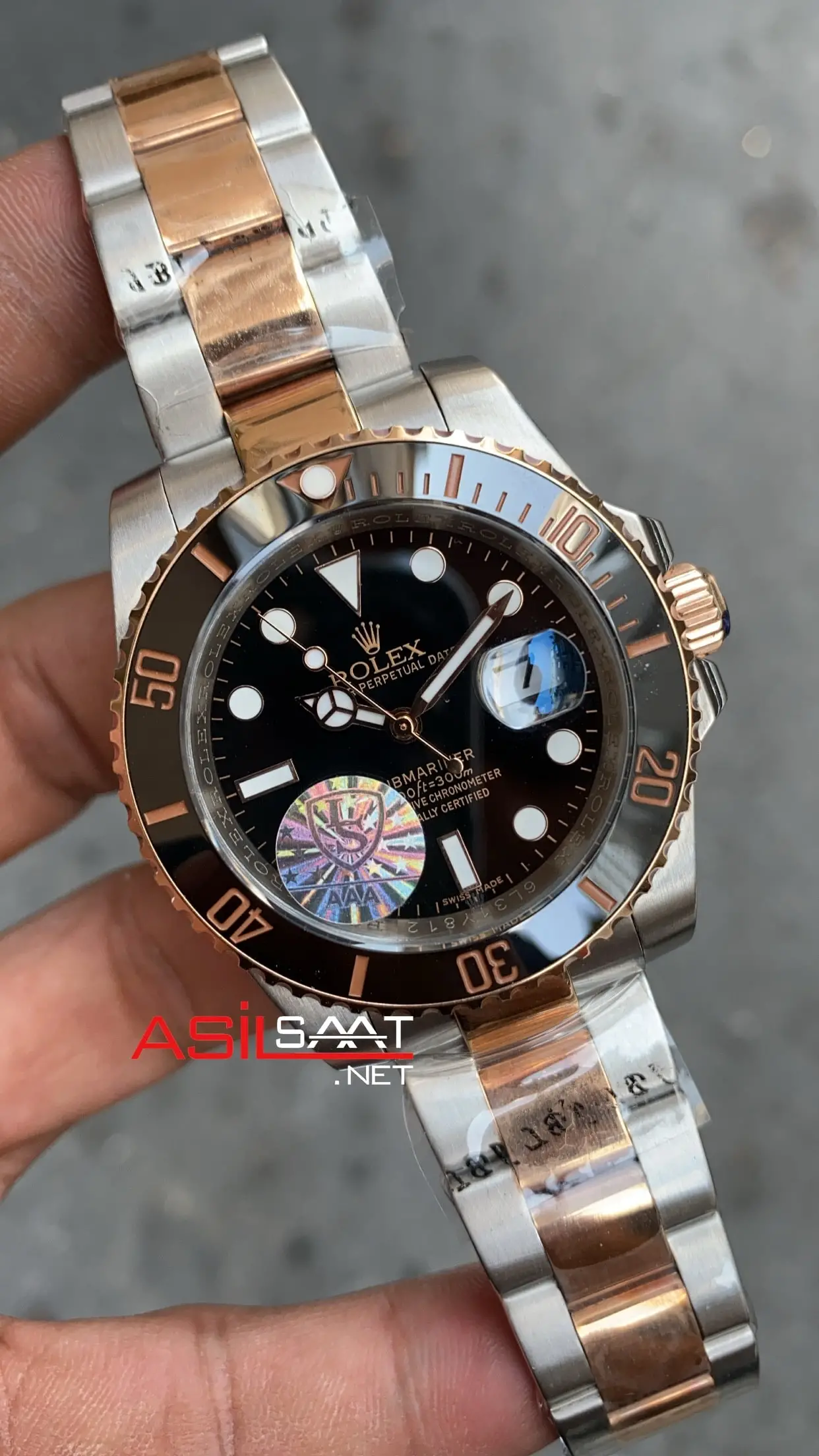 Rolex Submariner 41 mm 116613 LN Silver Rose Gold Replika Saat ROLS010