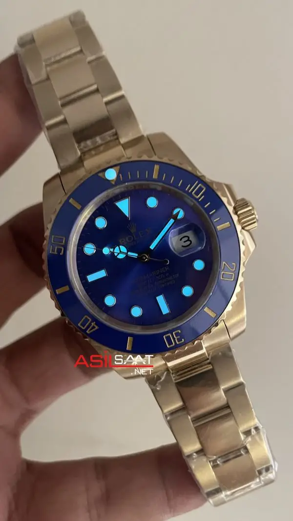 Rolex Submariner Bluesy 126618LB Gold Mavi Kadran 41mm Replika Saat