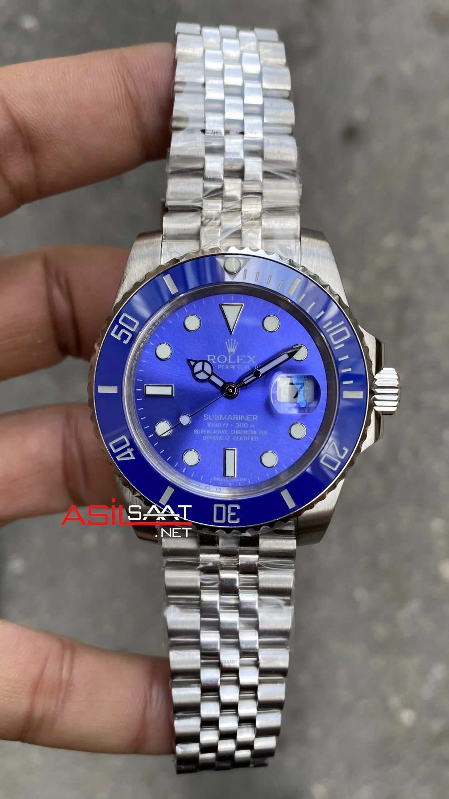 Rolex Submariner Mavi Date 116619LB Smurf Jubilee Silver 41 mm Replika Saat