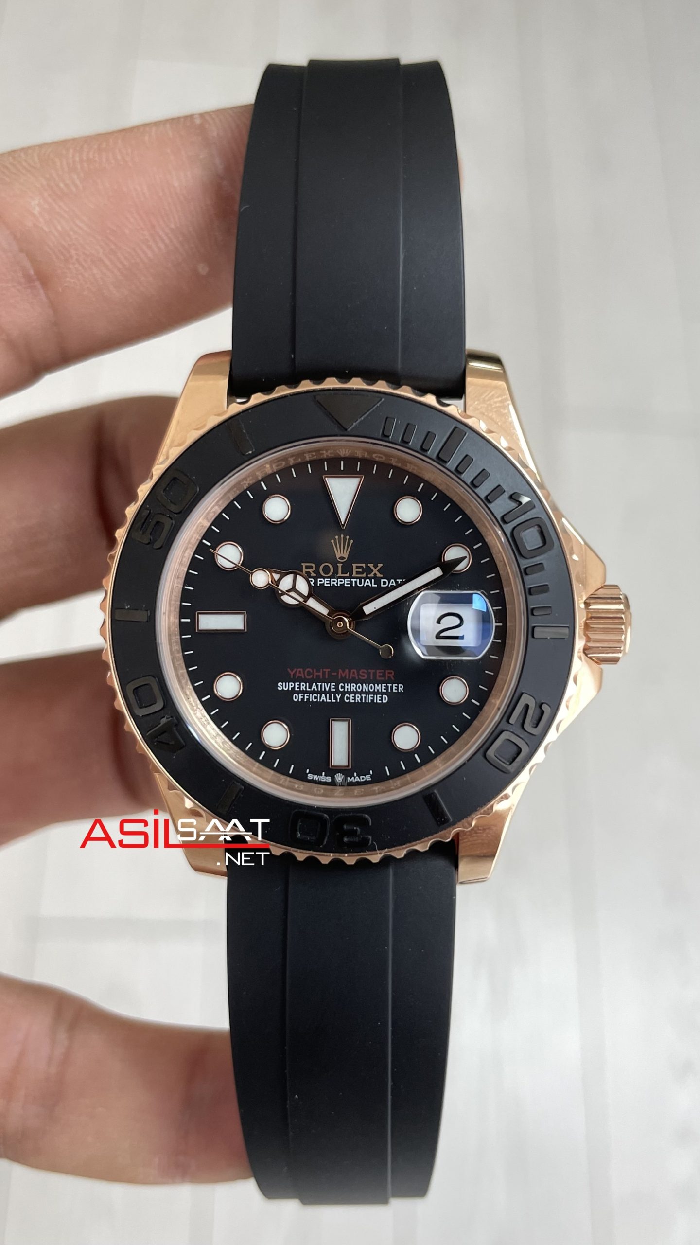 Rolex Yacht Master Oysterflex Rubber 226659 Everose 40mm Siyah Kadran Replika Saat Rolex Yacht Master Oysterflex Rubber 226659 Everose 40mm Siyah Kadran Replika Saat
