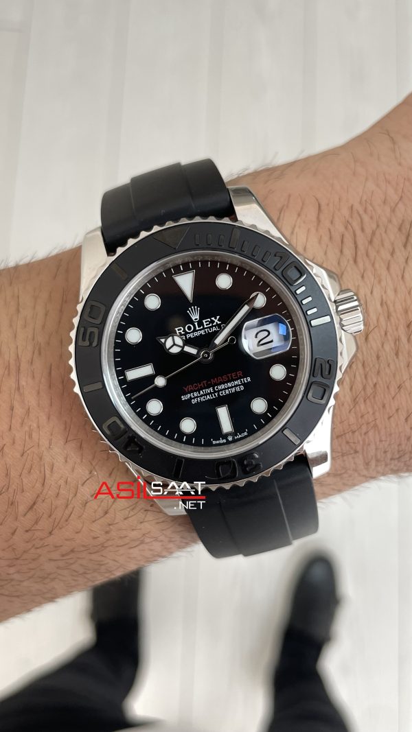 Rolex Yacht Master Oysterflex Rubber 226659 Siyah Kadran 42mm Replika Saat