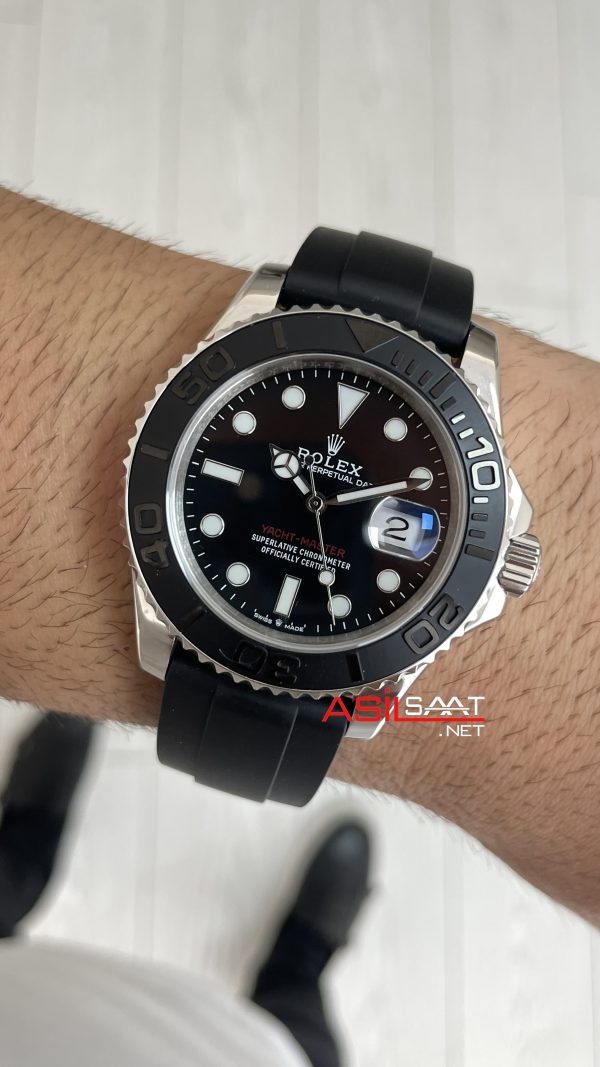Rolex Yacht Master Oysterflex Rubber 226659 Siyah Kadran 42mm Replika Saat