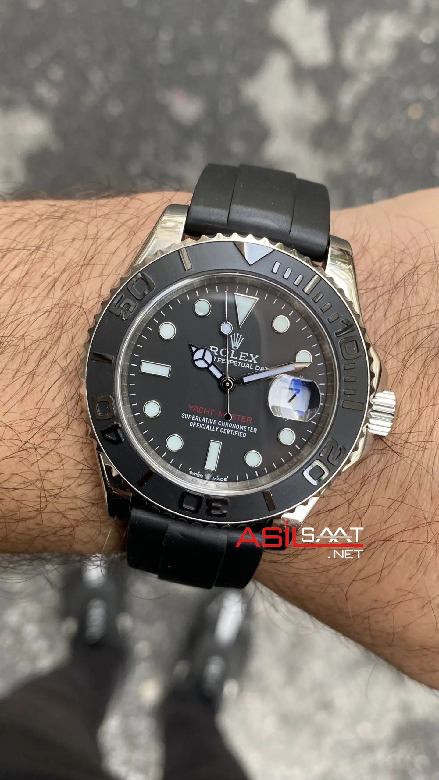 Rolex Yacht Master Siyah Kaucuk 226659 Oysterflex Rubber 42 mm Replika Saat