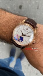 Rolex Cellini Moonphase Beyaz Kadran 39 mm 50535 Rosegold Replika Saat ROLCE002