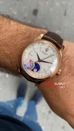 Rolex Cellini Moonphase Beyaz Kadran 39 mm 50535 Rosegold Replika Saat ROLCE002